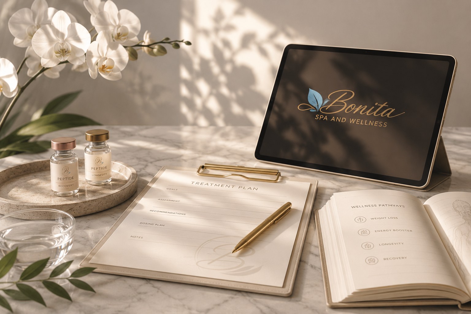 Bonita peptide consultation planning image with treatment plan and wellness pathways